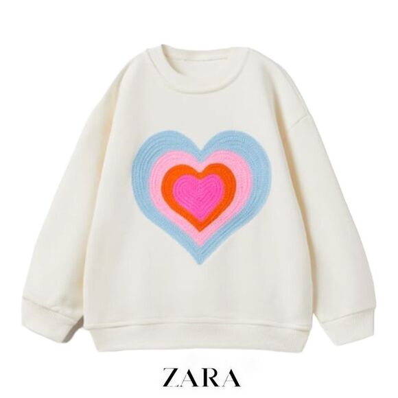Zara Other - ZARA Kids | Ecru | SWEATSHIRT WITH HEART APPLIQUÉ